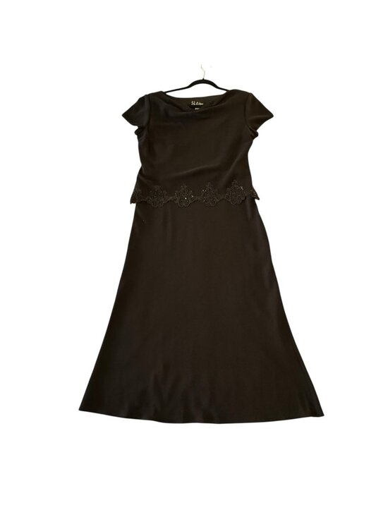 S.L. Fashions Dresses & Skirts - Black Maxi Dress Women's Size 12 Sheath Shift Dress Midi Length Vintage